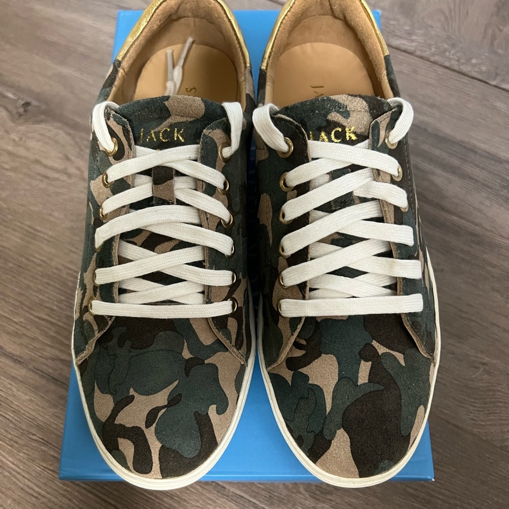 Jack Rogers Green Camo Rory Suede Sneakers